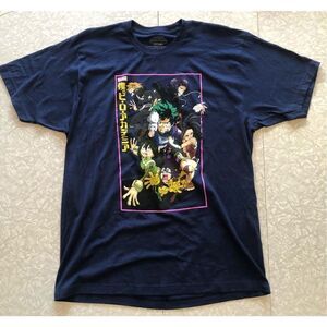 y2k my hero academia box logo anime t shirt size xl navy blue